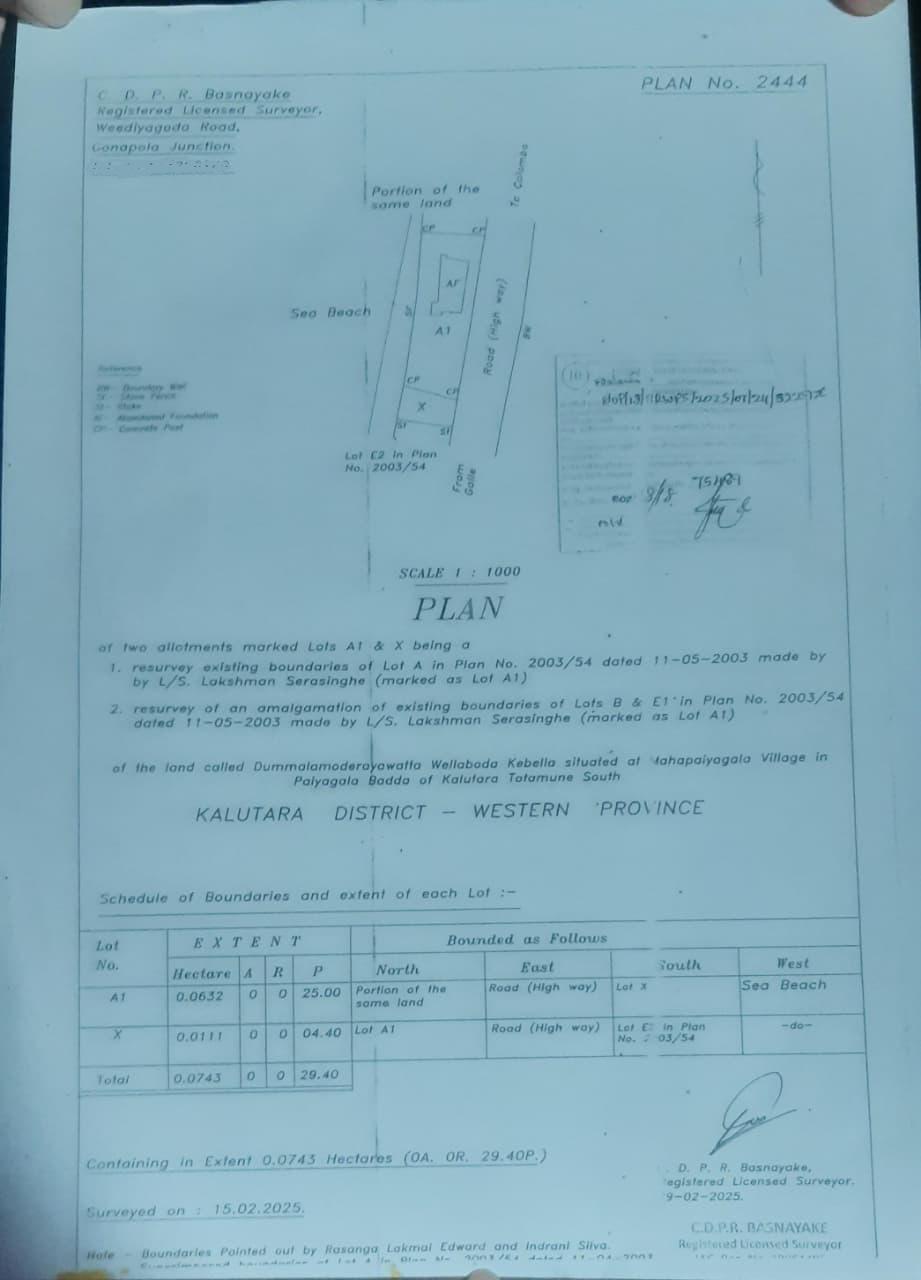 Beachfront Bare Land for Sale – Beruwala-25 Perches- 850,000 Per Perch